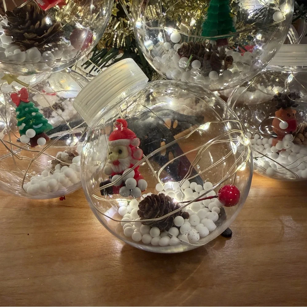 10 Foot Christmas Snowglobe LED String Lights 8 Function Warm Light USB Cable